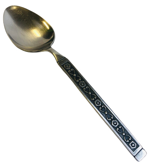 Gorham Hacienda Stainless Steel 1968 Black Accents Solid Serving Spoon 8 3/4 in - Picture 2 of 6